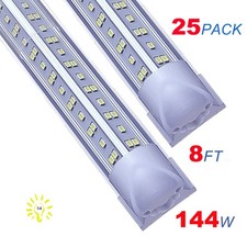8FT LED Tube Light Bulbs 25PACK LED Shop Light Fixture 144W 6500K LED Shop Light