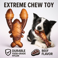 Durable Dog Chew Toy for Aggressive Chewers Beef Flavor Tough Nylon Large Breed