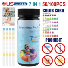 7-in-1 Pool Spa Water Test Strips Fast Total Chlorine pH Hardness Cyanuric Acid