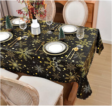 Christmas Snowflake Party Tablecloths Decorations - Waterproof Vinyl and Polyest