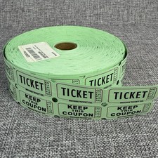 Raffle Tickets Double Stub 50/50 Green Carnival Events Giveaway USED