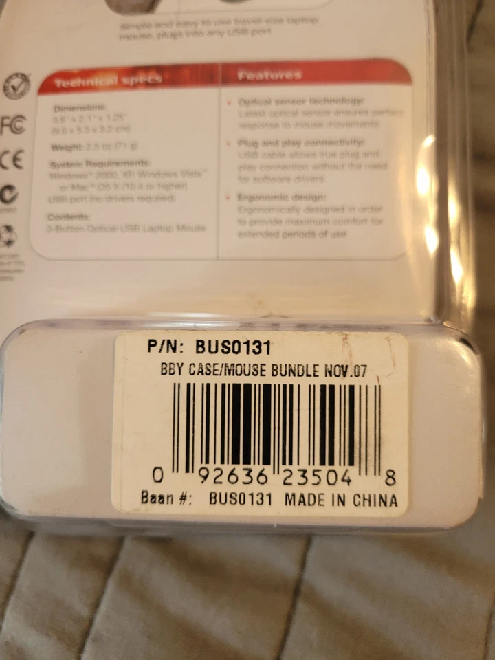 TARGUS 3 Button Optical USB Laptop Mouse AMU51US Wired - Image 3 of 3