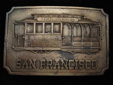 QJ11137 VINTAGE 1975 SAN FRANCISCO TROLLEY CAR COMMEMORATIVE BELT BUCKLE