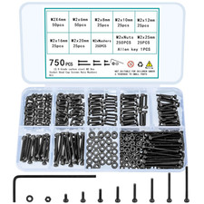 750 Pcs M2 Screws Bolts And Nuts Assortment Kit Small Hex Socket Head Cap Screw