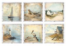 Sealife Card Toppers For Card Making Paper Craft Scrapbook Set Of 6