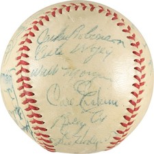 Jackie Robinson 1954 Brooklyn Dodgers Team Signed Baseball PSA DNA