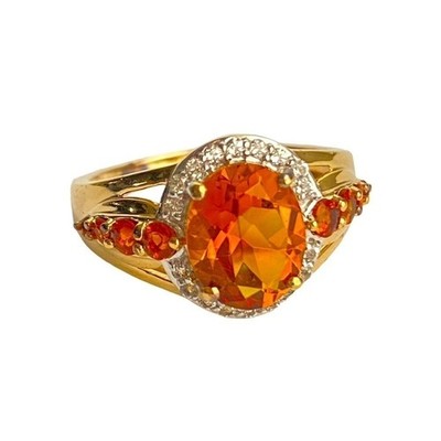 Stauer Madeira Citrin Cocktail Ring Gelbgold Finish Sterlingsilber Größe 8
