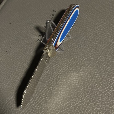 Queen Usa Teardrop Pocket Knife With Filed Back Spring And Blade G10 Scales Rare