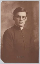 Young Man Priest Portrait Canada Real Photo Postcard RPPC