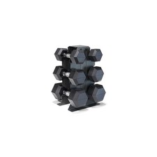 100 lb Rubber Coated Hex Chrome Handles Dumbbell Set with Vertical Dark Rack