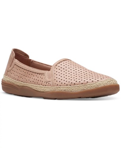 CLARKS Collection Espadrille Slip-Ons Elaina Ruby Shoes Beige Leather 10/M New