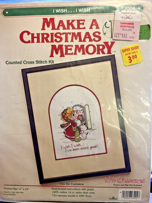 1985 Wee Winsomes I wish I wish CHRISTMAS MEMORY Cross Stitch Kit #3004