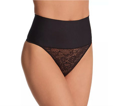 Maidenform Lace Tummy Control Shapewear Underwear Thong, Breathable, Black S NWT
