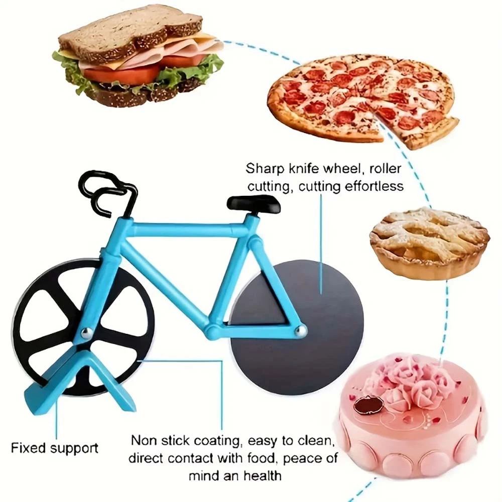 Practical Bicycle-Shaped Pizza Cutter Sharp Roller Design for Kitchen & Parties