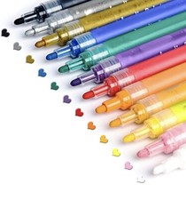 JR.WHITE Acrylic Paint Markers Pens Set of 12 Colors: Great for Kids Adults Art