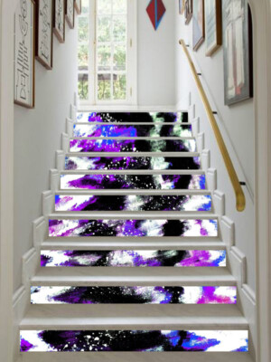 3D Purple Watercolor AZ116 Stair Risers Decoration Mural Vinyl ...