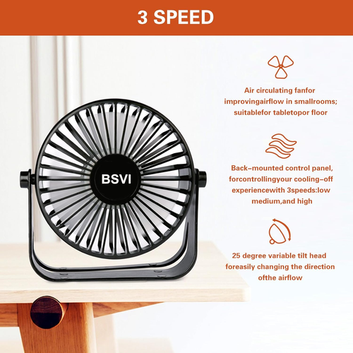 Desk Fan Portable Personal Desktop Mini Cooling Micro with Cable USB Powered 3 S - Picture 2 of 12