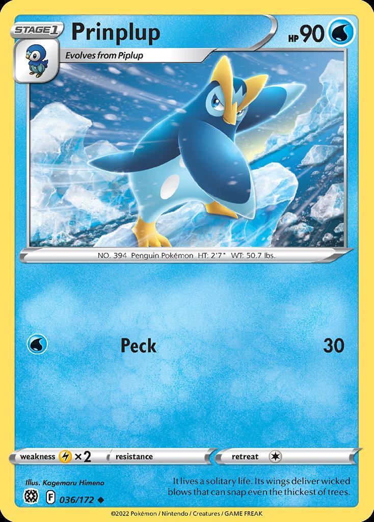 Pokemon Prinplup (36/202) Brilliant Stars LP REVERSE HOLO