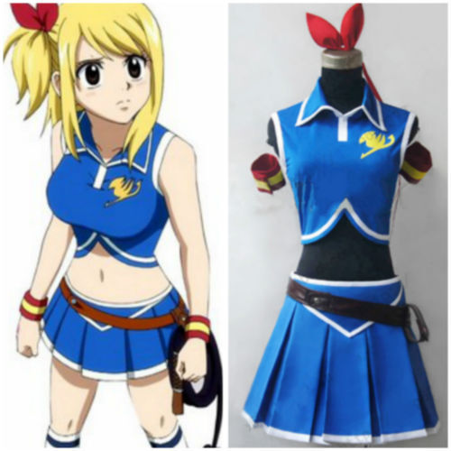 Robe personnalisée Fairy Tail Lucy Heartfilia uniforme costume de cosplay - Photo 1 sur 7