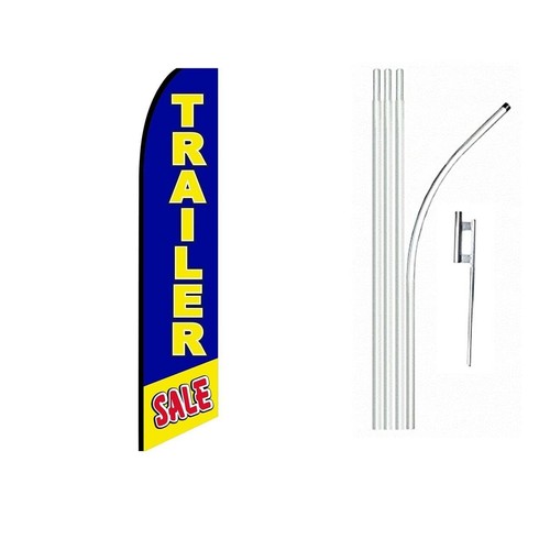 Trailer Sale BlueYellow Swooper Flutter Feather Flag | 3ft W x 11.5ft Tall - Picture 2 of 3
