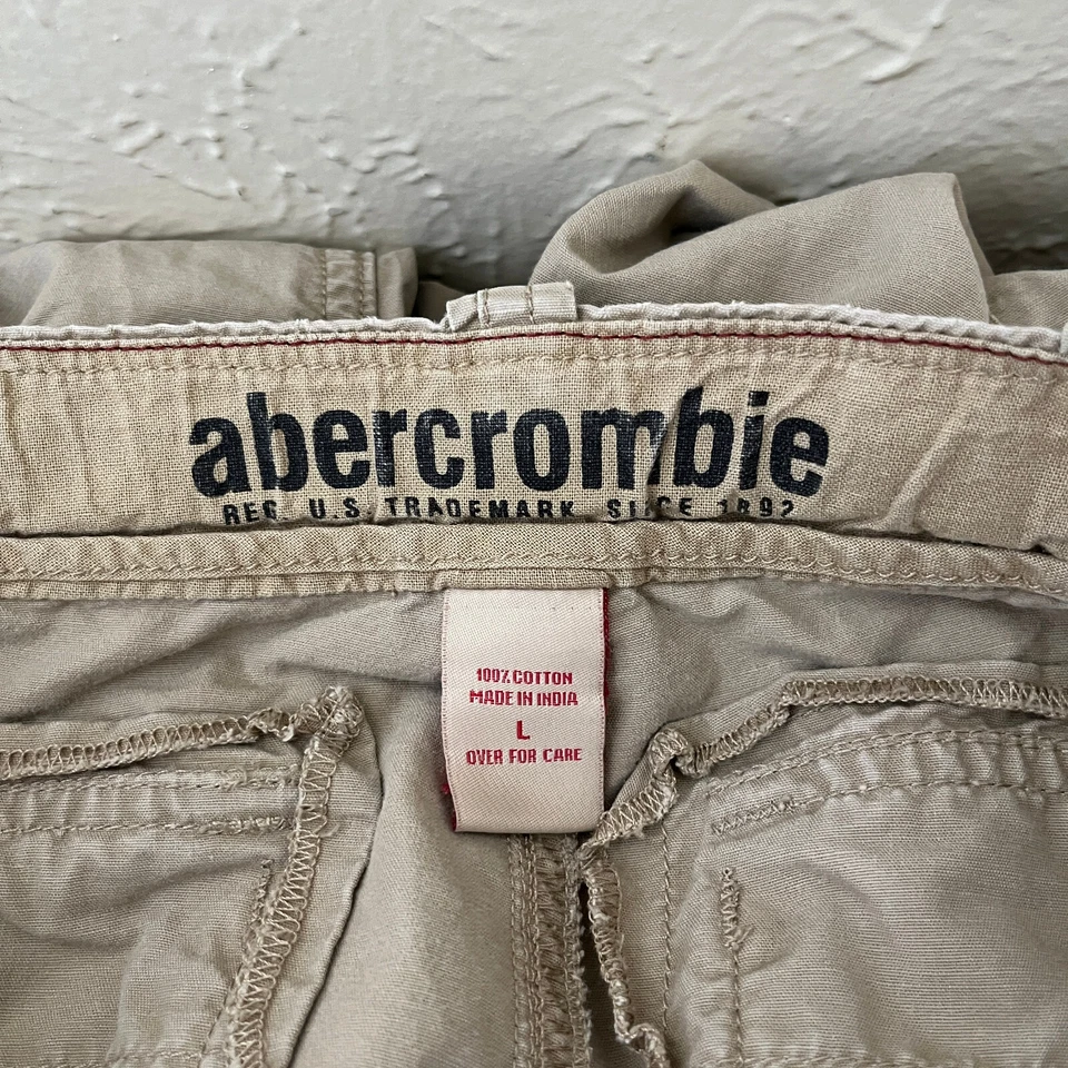 Abercrombie & Fitch Pants Youth L 28x25 Beige Cargo Drawstring MAB-1602 - Image 3 of 4