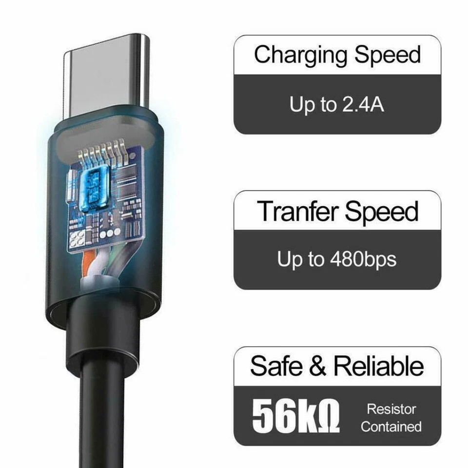 10x3Ft Type C Cable Fast Charging Quick Charger Cord for Samsung S8 S9 S10 note - Image 3 of 4