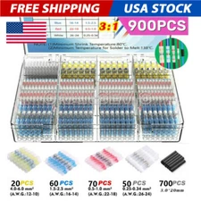 900PCS Heat Shrink Butt Terminals Solder Seal Sleeve Wire Connectors Waterproof