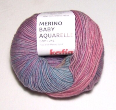 LOT of 10 Katia BABY AQUARELLE 100% Extrafine Merino Superwash Wool yarn #357