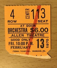 1970 THE DOORS ROADHOUSE BLUES TOUR CLEVELAND LATE SHOW 2/13 BILLET DE CONCERT TALON