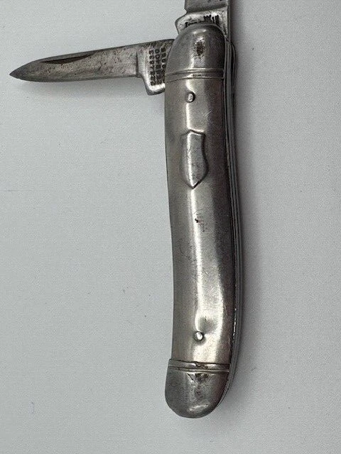 Navaja de bolsillo vintage Imperial Providence, RI EE. UU. tono plata doble hoja Foto 2 de 4