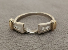 14KT White  Yellow Gold Diamond Wedding Band Notched for Engagement Ring 2.60gm