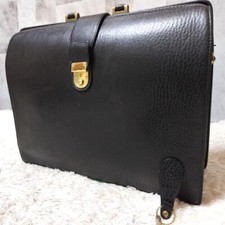 BURBERRYS Dulles bag briefcase grained leather Black Business check fashion Mens