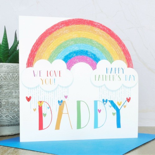 Tarjeta personalizada hecha a mano del Día del Padre arco iris - Imagen 2 de 2