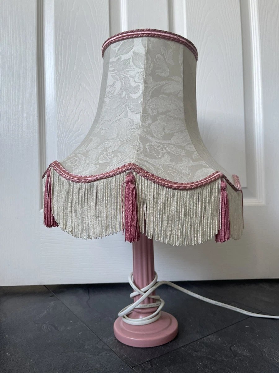 Vintage Pink White Tasseled table lamp Ashton Dean Quality Accessories