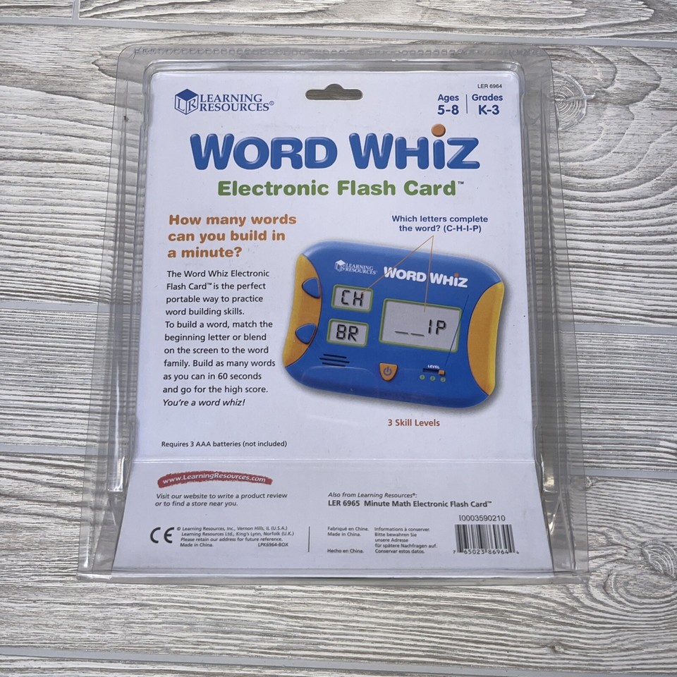 Learning Resources Word Whiz Electronic Flash Card Handheld Word Games Grade K3 eBay