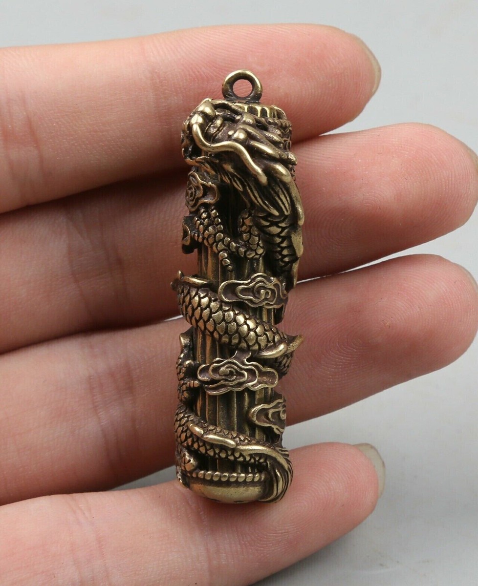 51mm/22g Collection Chinese Bronze Animal 12 Zodiac Dragon Pillar