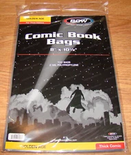 Golden Age Thick Comic Book Bags 8" x 10 1/2" BCW Protect, Store, Display 100pcs