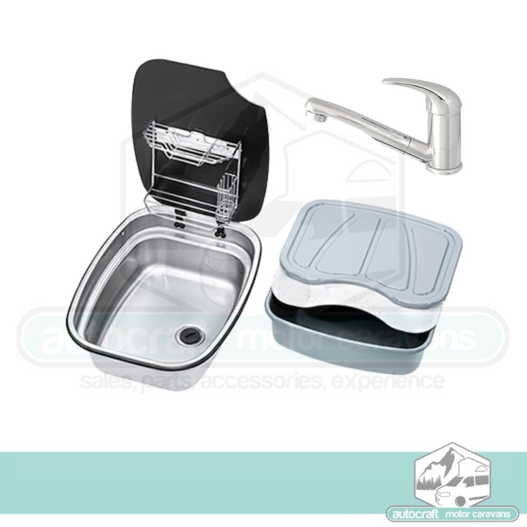 THETFORD ARGENT STAINLESS STEEL CAMPERVAN SINK & ROMA MIXER TAP