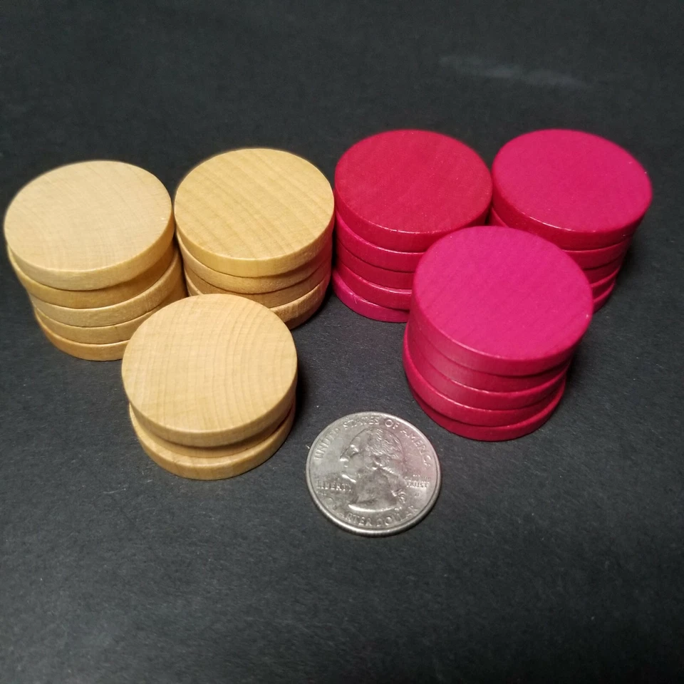 复古替换木制令牌片 Pawns 红色棋盘游戏西洋双陆棋 — 第 4/4 张图片