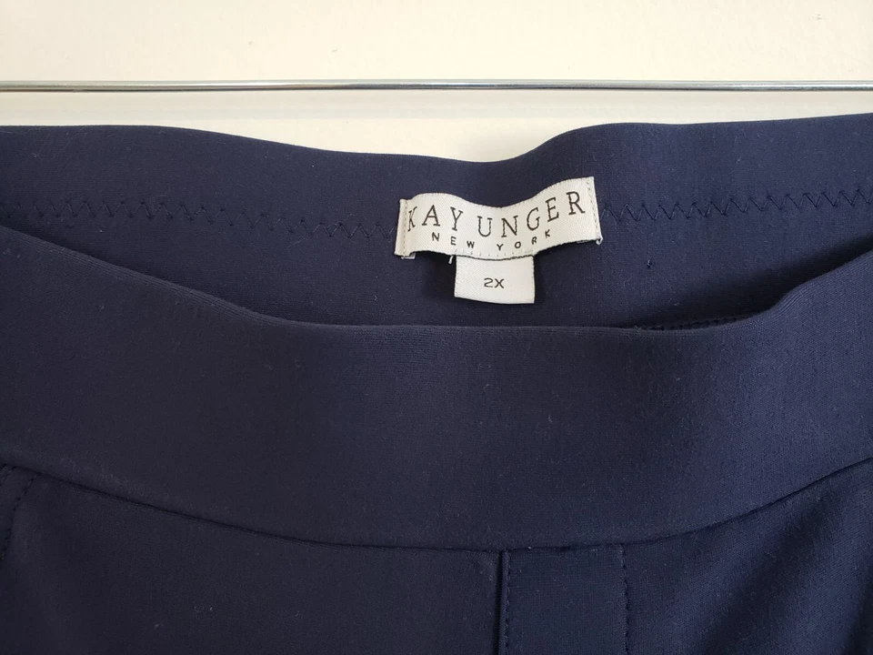 (D4) Pantalones para mujer Kay Unger New York talla 2X azules elásticos al tobillo Foto 4 de 4