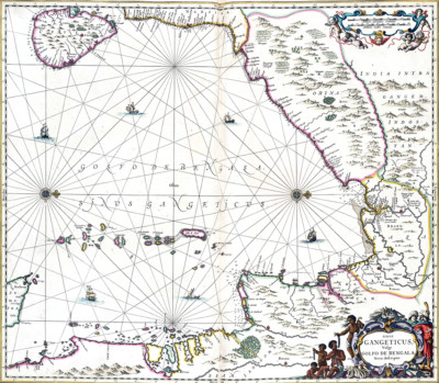 Reproduktion alte Karte - Golf von Bengalen 1657 (Bay of Bengal)