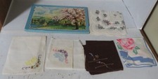 VINTAGE LOT LADIES EMBROIDERED HANKERCHIEF HANKIES WOMENS BOXED SET USED PACK 2