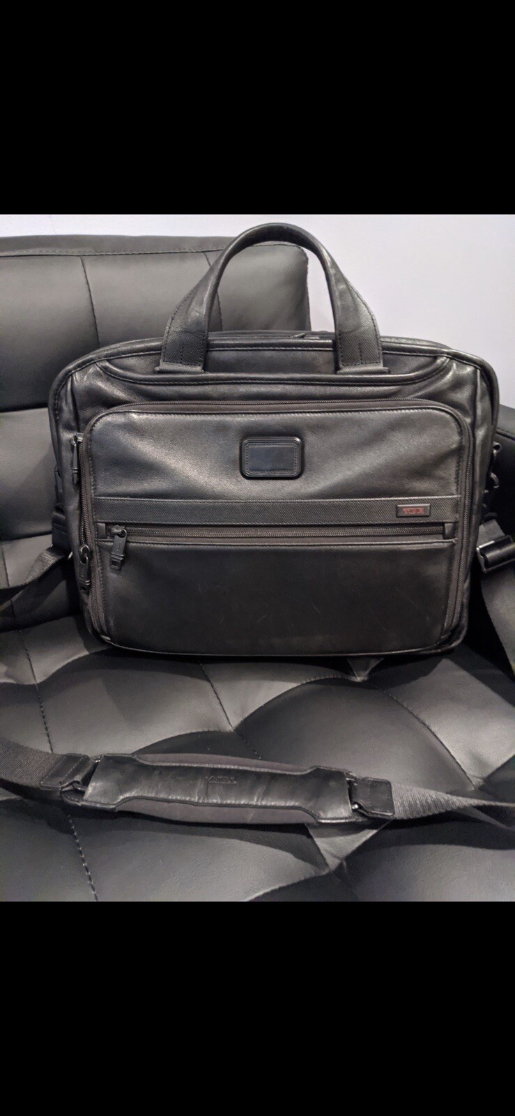 TUMI Organizer Leather Brief Alpha 2 Black Gem