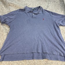 Polo Ralph Lauren Men's Polo Shirt 2XB Blue Red Pony Logo Cotton Big Classic Fit
