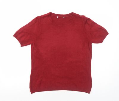 Marks and Spencer Damen Pullover Rot Rundhals Acrylmischung Größe 12