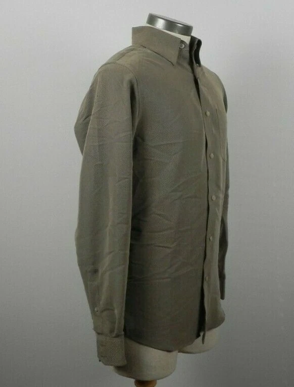 Camisa de Murano para Hombres Pequeña Fácil Cuidado Bolsillo Abotonado Marrón Rayas Manga Larga Foto 3 de 4