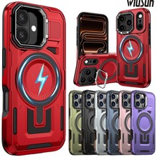 For iPhone Air 17 16e 16 15 14 13 Pro Max Magnetic Case Shockproof Armor Cover