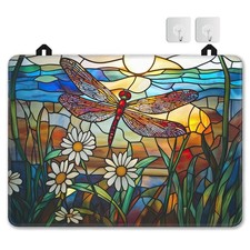 Dragonfly Glass Top Stove Cover Protector,Glass Flower Stove Top Covers for E...