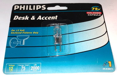 PHILIPS DESK & ACCENT 75W LAMP CAPSULE LIGHT BULB GY6.35 BASE T4 12 VOLT