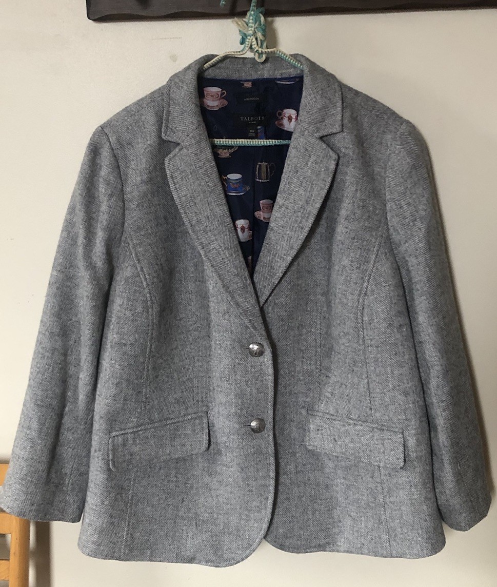 Talbots 16W Aberdeen Light Gray 2-Button Wool Ble… - image 1
